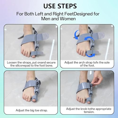 Axioms Bunion Corrector for Women Big Toe,Bunion Relief Straightener,Bunion Splint-Adjustable Knob Bunions Correction,Breathable & Anti-slip Suitable for Left Right Feet,Gray 1Pack