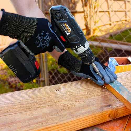 SHOWA Atlas 370 Nitrile Palm Coated General Purpose Work Gloves with Nylon Liner, Black, Medium (12 Pair)