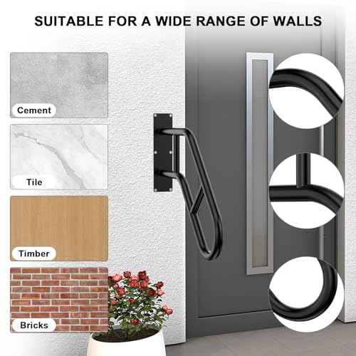 Handrails for Outdoor Steps £¬22.8" Stair Railing Indoor1-3 Step, U-Shaped Safety Handrails for Kids, Elderly, Pregnant Women, Disabled (2 Pack Upgraded U-Shaped handrail)