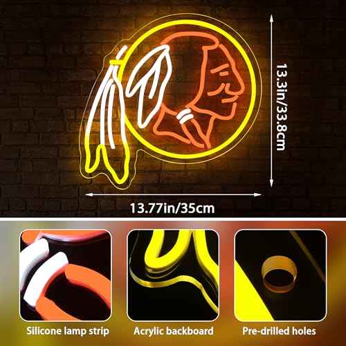 Football Neon Sign for Wall Decor Rugby Team Neon Light Football Fans Neon Sign for Man Cave Dormitory Bar Club Birthday Gifts for Rugby Fans USB Powered(ZKXD325)