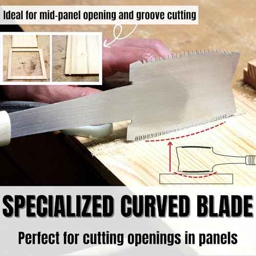 KAKURI Azebiki Japanese Pull Saw 3.5" - Curved Handsaw for Mid-Panel, Hole & Groove Cutting - Ryoba Double Edge Blade for Rip & Crosscut - Made in Japan