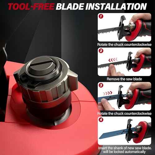 Cordless Reciprocating Saw Compatible MILWAUKEE 18V LI-ION Battery.Electric Sierra Rec?proca With Brushless Motor And 4 Blades¡¢Tools-Free Blades Install.0-3500RPM Recipro sawzall For Wood/Metal/PVC.