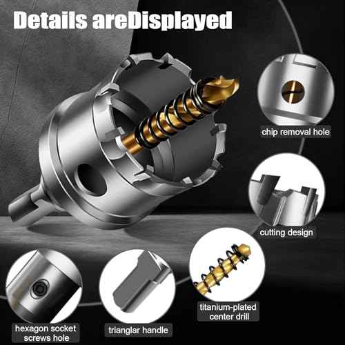 16PCS Hole Saw Kit for Hard Metal,Upgrade Heavy Duty Carbide,12 Sizes Including 5/8" to 2-1/4¡±,Tungsten Carbide Tipped Hole Cutter Set£¬Suitable for Hard Metal, Stainless Steel, Wood, Iron
