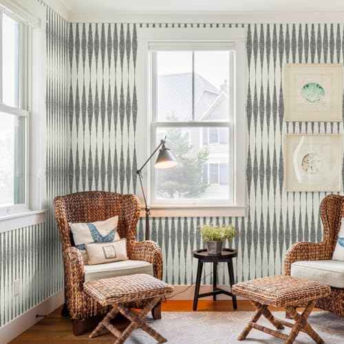 Wudnaye Striped Peel and Stick Wallpaper Geometric Contact Paper 17.7in x 118.1in Modern Removable Wallpaper Peel and Stick Striped Decorative Self Adhesive Wall Paper for Kitchen Waterproof Vinyl