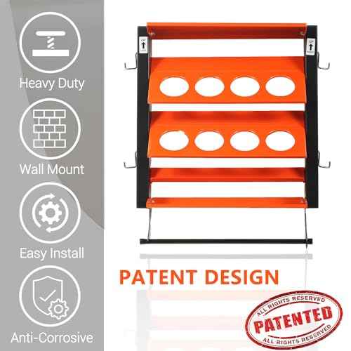 Wallmaster Spray Can Holder, Lube Can Wall Mount Storage Rack Heavy Duty Paint Bottle Organizer for Garage & Home | 8 Can Holes & 2 Shelf