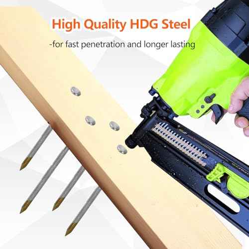 30-34 Degree Framing Nails 2"X.113" Ring Shank 1000 Count, D Head Hot Dipped Galvanized Paper Tape Strip Nails, for 30 to 34 Degree Framing Nailer