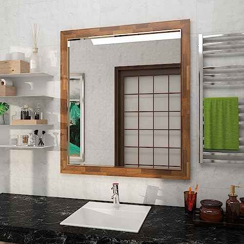 LACHEERY Shiplap Wood Border Wallpaper Peel and Stick Mirror Frame Border Bathroom Mirror Borders Peel and Stick Wood Grain Repair Tape Brown Wooden Bulletin Board Borders Trim for Classroom 3"x197"