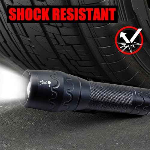 Single Mode High Lumens Led Flashlight for Outdoor Camping Hiking Emergency,2-Pack