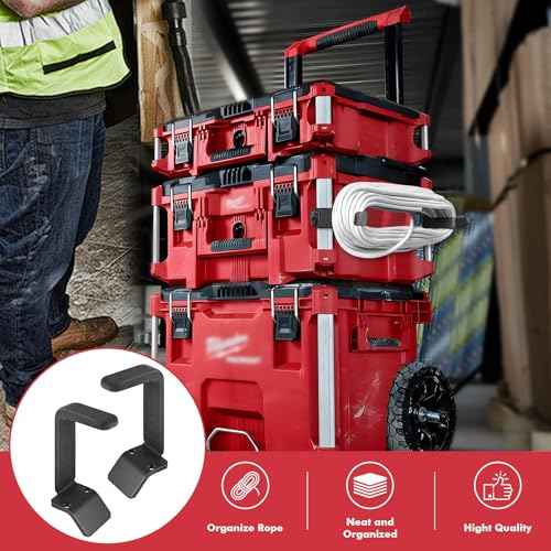 Extension Cord Holder Compatible with Milwaukee Packout Toolbox, Cord Storage Organizer, Space-Saving Corner Rail Clips for Packout System