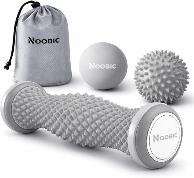 Foot Roller for Plantar Fasciitis Pain Relief – Deep Tissue Foot Massage Kit for Arch & Heel Pain, Includes Lacrosse & Spiky Massage Ball
