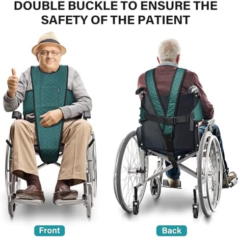 Wheelchair Seatbelt with Pocket Wheelchair Seat Belts for Adults Anti-Slip & Adjustable Wheelchair Accessories Safety Belt for Seniors Elderly, Patients, Anti-Fall Wheelchair Harness Vest