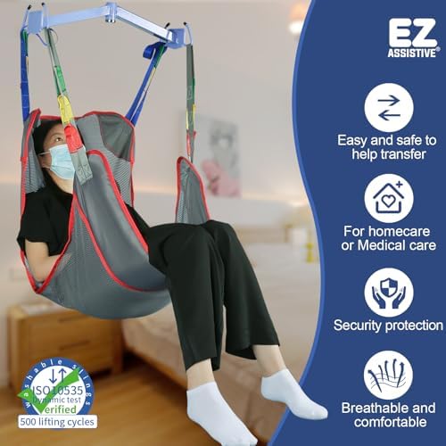 Universal Full Body Patient Lift Sling, Mesh Fabric Patient Sling Transfer and Bathing aids, 500lb Weight Capacity (Small)
