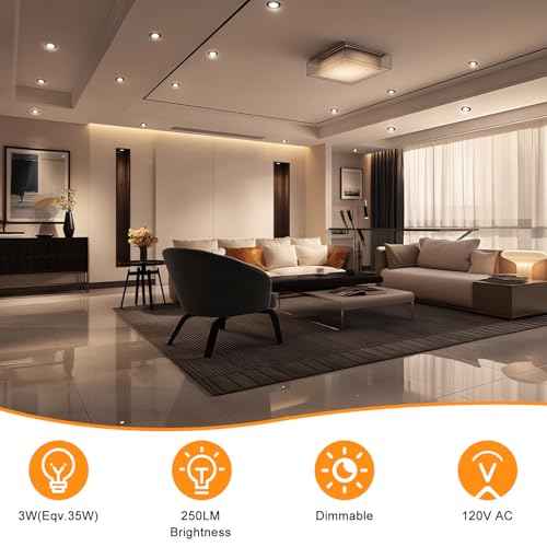 YGS-Tech 2 Inch LED Recessed Lighting, Dimmable Downlight 3W(35W Halogen Equivalent), CRI80, 3000K Warm White Ceiling Light with LED Driver(10 Pack)