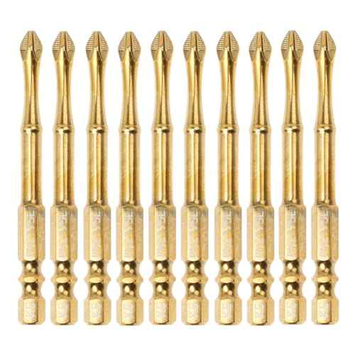 AUTOTOOLHOME 3 inch Titanium Coated Magnetic PH2 Anti Slip Screwdriver Bits Set Phillips Bits #2 Impact Driver Bits TS2