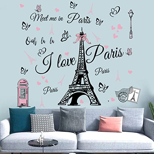Paris Eiffel Tower Wall Stickers - Peel and Stick Decal for Bedroom, Living Room, Sofa Backdrop, TV Wall Decoration - Home Decor Art