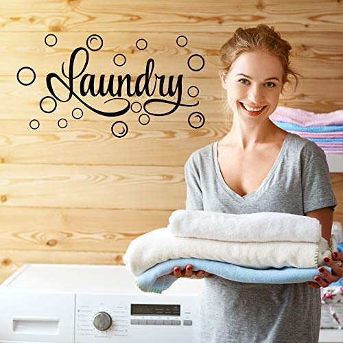 Zonon Laundry Stickers Laundry Room Decor Decal Quote Wash Dry Sticker for Home Apartment Washing Machine Dryer Room Decor