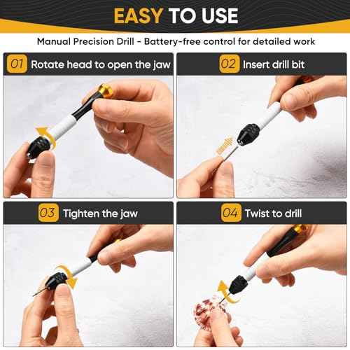 Pin Vise Hand Drill Manual with 22pcs Micro Drill Bits Set£¨0.6mm-2.5mm£©Professional Rotary Craft Mini Drills for Jewelry Making Supplies Resin Wood Plastic Miniature