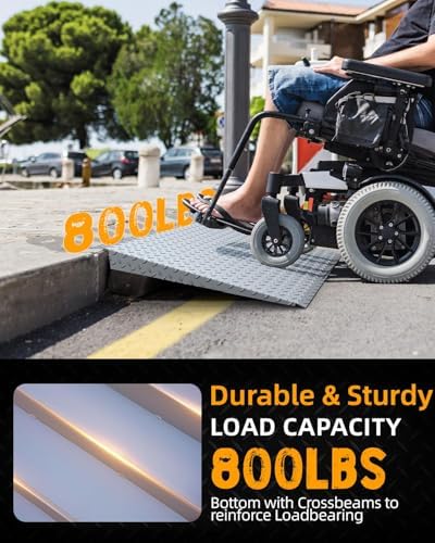 VNN Door Threshold Ramp, Threshold Ramps for Doorways, Ideal Entry Handicap Ramp for Elderly Wheelchairs, Carts, Scooters and Walkers, 27.6" L * 37.4" W Door Ramp (Alloy Iron, 800LBS)