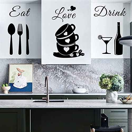 Bless This Kitchen Wall Stickers - Vinyl DIY Art Peel and Stick Wall Decals for Home Office School Coffee