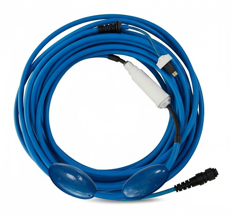 99958821-60ft Blue Cable Only Compatible with Dolphin Pool Robot Nautilus CC Plus WiFi, Includes 2 Big Floats and Swivel for Tangle-Free Operation, Pool Robot Cable 99958821-3 Pin