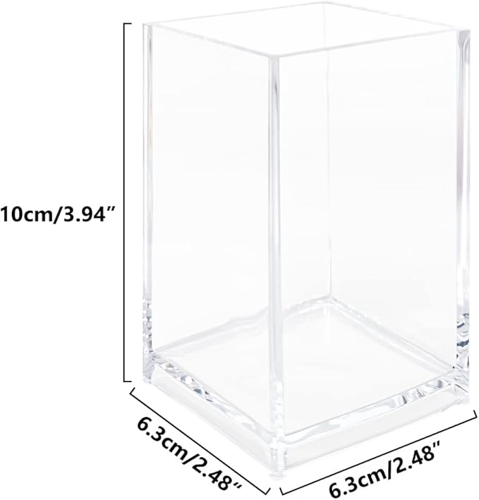 2 Pack Clear Acrylic Pencil Pen Holder Cup, Clear Makeup Brush Holder, Acrylic Cosmetic Brushes Storage