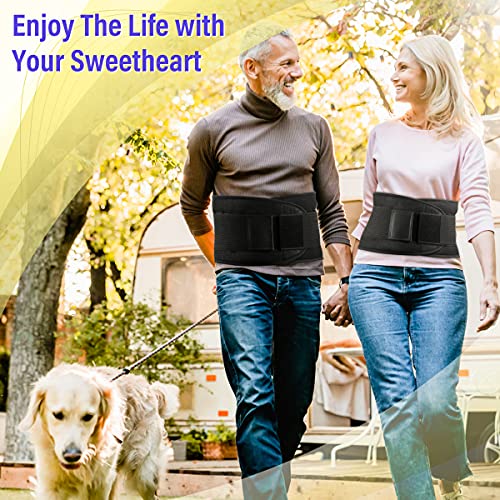 PAZAPO Back Brace Lumbar Support Belt for Lower Back Pain Relief - Waist Belt for Men and Women - Plus Size Back Brace for Sciatica, Herniated Disc,Black,6XL(Waistline:65-76 Inch)