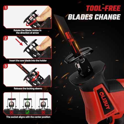 Reciprocating Saw for Milwaukee M18 Battery,Cordless Sawzall with 8 Blades,0-3000SPM Variable Speed, Cordless Reciprocating Saws for Wood/Metal/PVC Cutting(Battery Not Included)