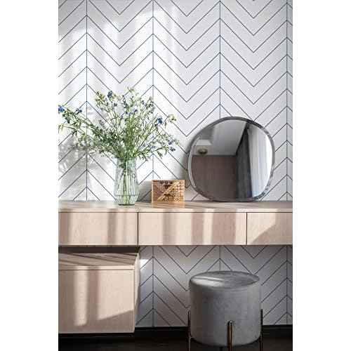 Kitico Peel and Stick Wallpaper Blue and White Geometric Wallpaper Modern Blue Stripe Wallpaper Removable Self Adhesive Wall Paper Waterproof Contact Paper Decorative Home Decoration 17.7"x118.1"