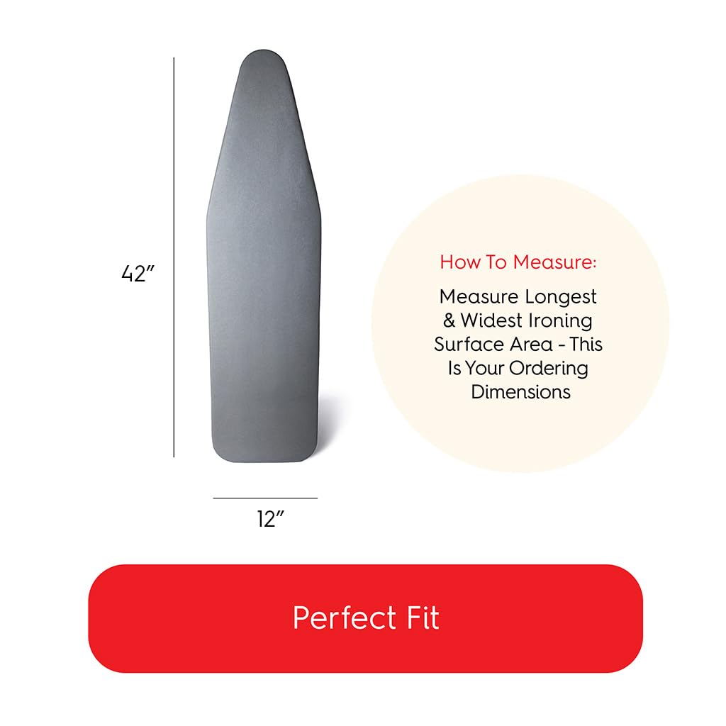 TIVIT AlumiTek Ironing Board Cover, Fits Small Boards 12×42 & 13×43, Made in Italy, Alumitek PRO Heat-Reflective, Thick 4-Layer Padding, Scorch & Stain Resistant d