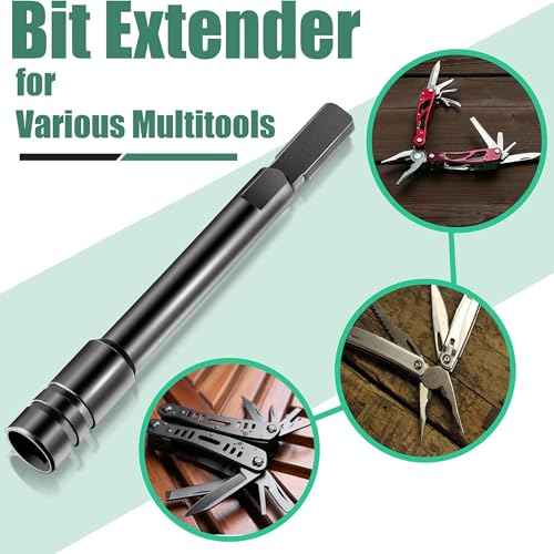 Dreyoo Bit Driver Extender Add-on Accessory for Multi-Tools,1/4" Hex Bits Adapter Compatible with Leatherman, Surge, Wave Plus and Signal Set(Black)