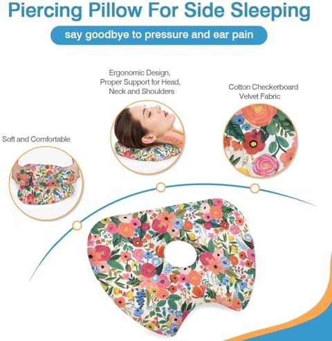 Ear Piercing Pillow for Side Sleepers Pillows with Holes for Ear Pain,Donut Pillow for Ear Side Sleeping Pillow for Adults CNH Ear Pain Relief Pressure Sores Ear Pillow with Hole in Center