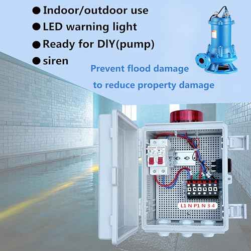 Upgrade Septic Tank & Sump Pump Alarm, 110dB Alarm + High Brightness LED, 13 Foot Float Monitoring, Dedicated to Septic Tank/Sewage Pump/Pond/Tank