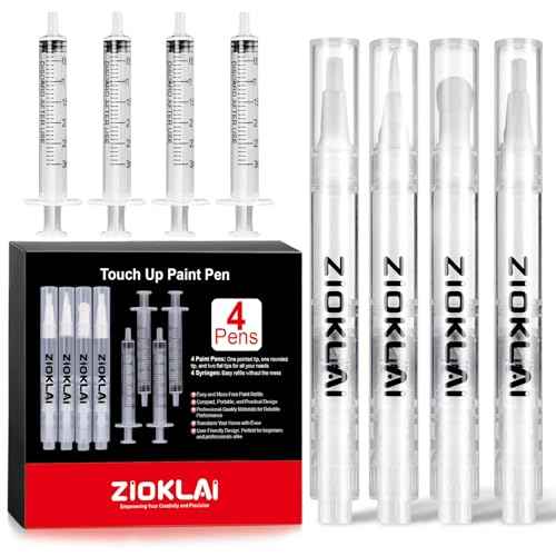 Touch Up Paint Pen 8PCS Set 4 Paint Touch Up Pens Fillable with Pointed, Round & Flat Tips Brushes Ideal for Wall Repair Window Wood Furniture Cabinet