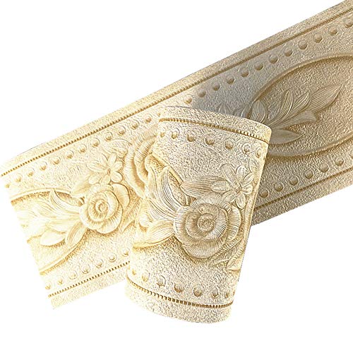 Simplemuji Self Adhesive 5 Meters Yellow Peony 3D Peel and Stick Waterproof Wall Border Easy to Apply 4 Inch by 16.5 Feet