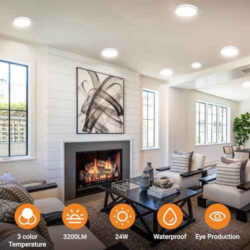 3 Pack Flush Mount Ceiling Light Fixtures - 3000K-4000K-6500K & 100W Equivalent Flat led Lights for Room Ceiling,12 Inch Ultra Thin Round White Ceiling Lights for Living Room,Bedroom,Kitchen,Bathroom