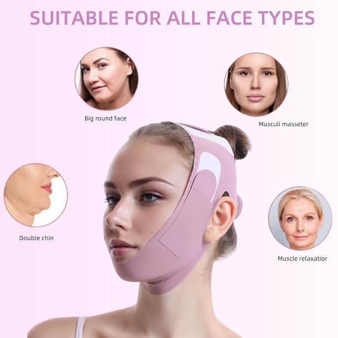 ROWMATE Graphene V-Line Mask Chin Up Mask V Shaped Face Mask Chin strap for sleeping,Jawline Shaper,Lilac,Small