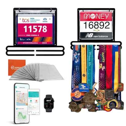 Race Bib and Medal Display Medal Hanger Display Medal Holder Bib Boards for Runners Medal Hanger Medal Holder Display Running Medal Hanger Display Displays up to 50+ Medals,100+ Race Bibs