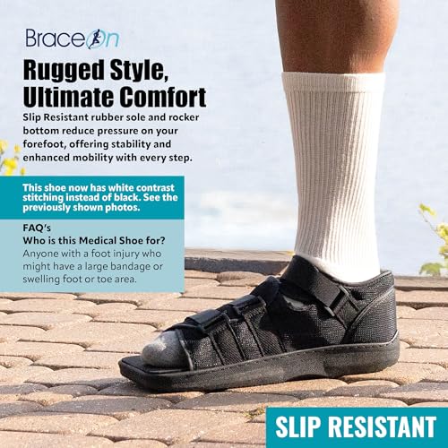Brace On Post Op Shoe - Orthopedic Shoes for Women & Men, Walking Boot, Ankle Support for Men & Women, Plantar Fasciitis Brace, Medical Boot for Injury (Men, X-Large, Shoe Size 12 and up)