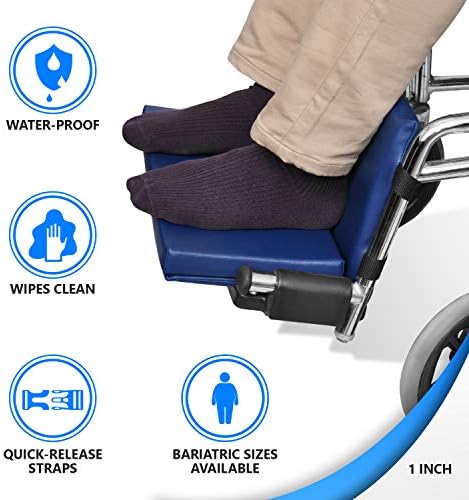 NYOrtho Wheelchair Foot-Rest Extender Elevating Pad - Leg Cushion Protector + Carrying Bag | Secures Easily with Quick-Release Strap Seat Widths 22" - 24" + Carrying Bag, 1" Foot Platform