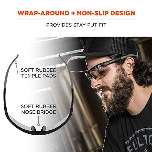 Ergodyne Skullerz SKOLL Anti Scratch Safety Glasses, Anti-Fog, ANSI z87.1