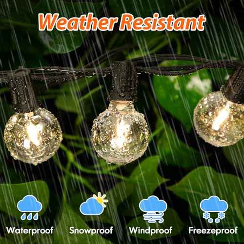 150FT LED Outdoor String Lights with 3 Color Lights, Dimmable String Lights for Outside with Remote, G40 Globe Waterproof Patio Lights with 75+2 Shatterproof Bulbs for Party Backyard BBQ House Camping