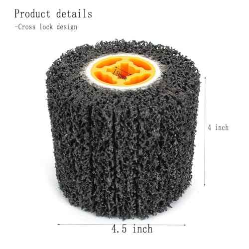 4.5" x 4" Abrasive Drawing Drum, 3/4" Quad Keyway Burnishing Wheel for Hand held Polishing Machine 40 Grit Sanding Drum Surface Conditioning Tool (Pack of 2)