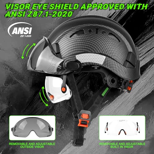 GREEN DEVIL Safety Hard Hat with Tinted & Clear Visor Vented Construction Helmet Cascos de Construccion ABS Work hardhats for Men
