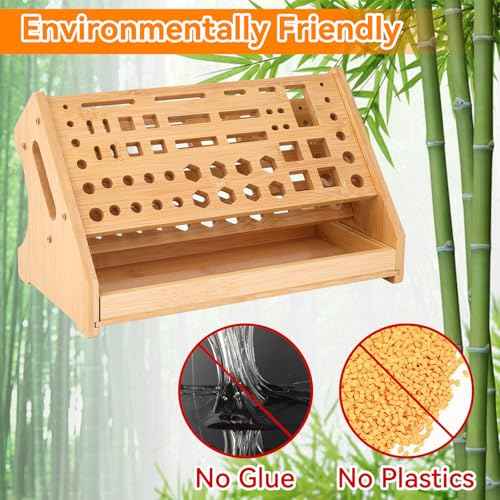 FPVERA Bamboo Screwdriver Organizer - Repair Tool Storage Holder Tool Storage Organizer Workbench Desktop Rack