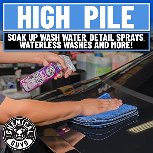 Chemical Guys Professional Grade Premium Microfiber Towels for Cars, Blue, 16" x 16", Ultra-Soft and Scratch-Free Car Detailing Cloths for Trucks, Motorcycles, and More - 3 Pack
