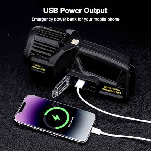 Rechargeable Spotlight Outdoor Handheld, 2,000,000L High Lumens Led Spot Light Flashlight with Solar Panels, 9 Modes Waterproof Handheld Spot Light for Outdoor Marine Boating Hunting