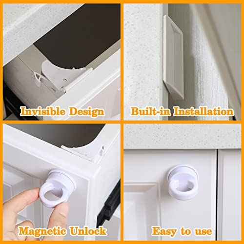 Kingdder 8 Sets Magnetic Cabinet Locks Keys Proofing Safety Magnet Drawer Replacement Keys Universal Magnetic Key for Drawers and Cabinets (Locks Not Included)