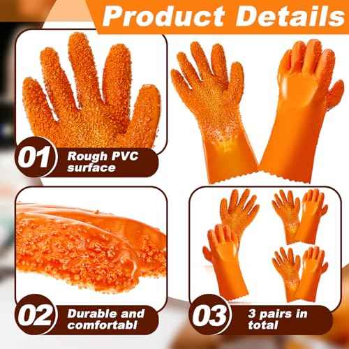 Jecery Sewer Gloves Plumbing Snake Gloves Abrasion Resistant Drain Cleaning Accessory for Men Women Plumber Tools Orange