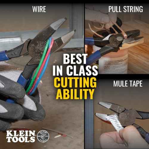 Klein Tools D2139NE11055 Pliers Set, Made in USA, with Lineman's Side Cutting Pliers and Copper Wire Stripper/Cutter, High-Leverage, 2-Piece