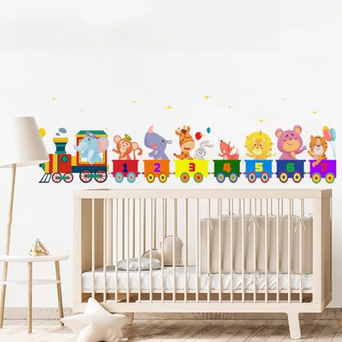 Animals Train Wall Stickers Kids,Nursery Daycare Playroom Wall Decals,Cute Wall Decors for Boy,Girl,Toddler.